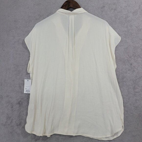 NWT Nine West Womens Short Sleeve Collared Button-Up Blouse XL Polyester Ivory - Picture 2 of 7